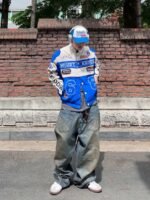 Embroidery Baseball Suit Motorcycle Jacket-1517