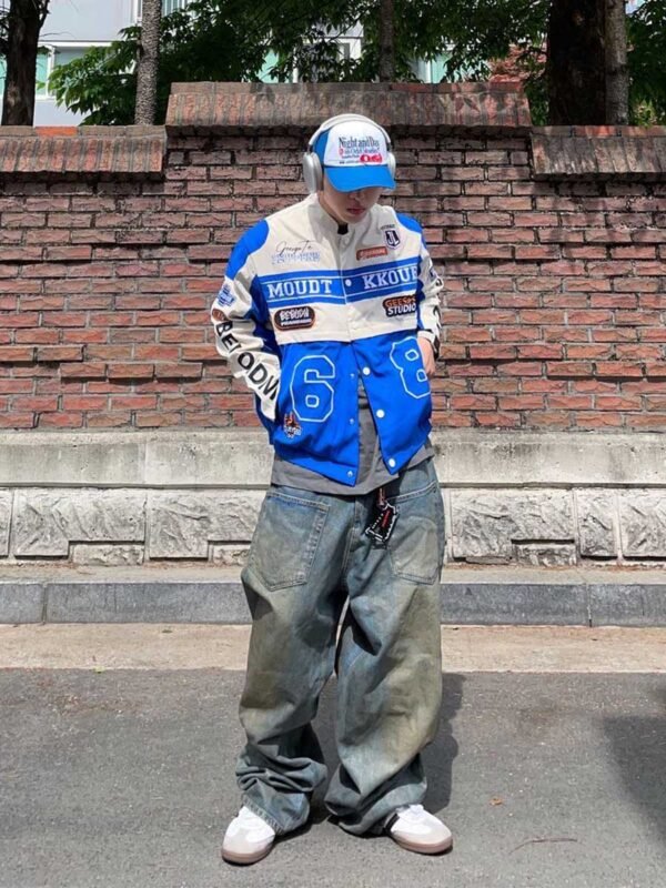 Embroidery Baseball Suit Motorcycle Jacket-1517