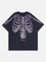 Old Washed Skeleton Print T-shirt - 1573