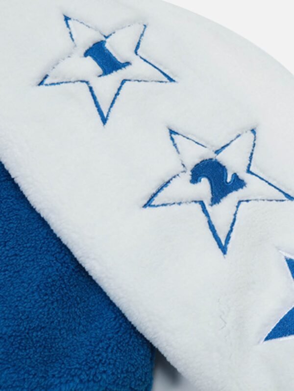 Hip-hop Loose Letters Embroidered Patch Faux Lambswool Jacket - 1590