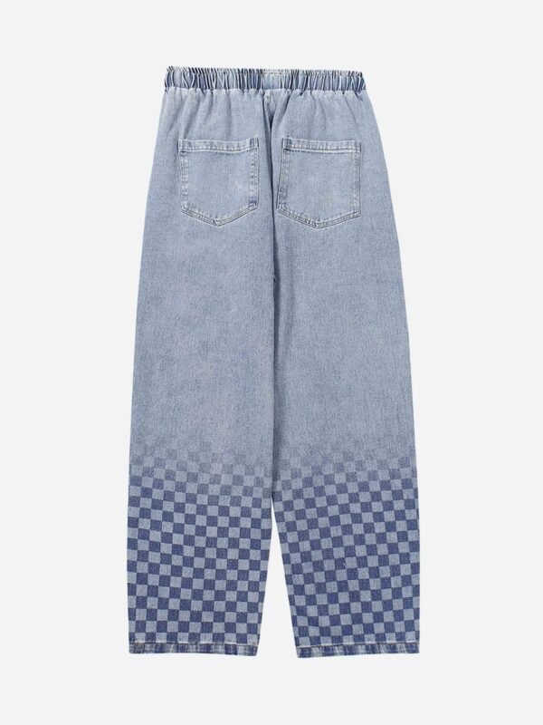 American Washed Elastic Waist Denim Casual Pants