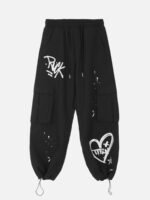 Casual Printed Straight Leg Work Pants