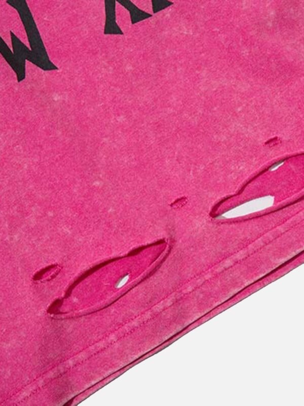 Hip-hop Letter Print Ragged Undershirt