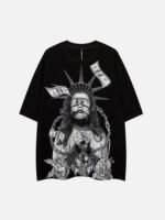 Chained Statue of Liberty and Cash Print T-shirt