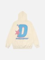 Star Letter Print Hooded Sweatshirt