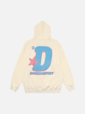 Star Letter Print Hooded Sweatshirt