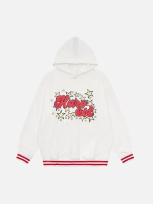 Star Letter Print Hooded Sweatshirt
