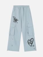 Casual Printed Straight Leg Work Pants