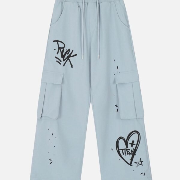 Casual Printed Straight Leg Work Pants