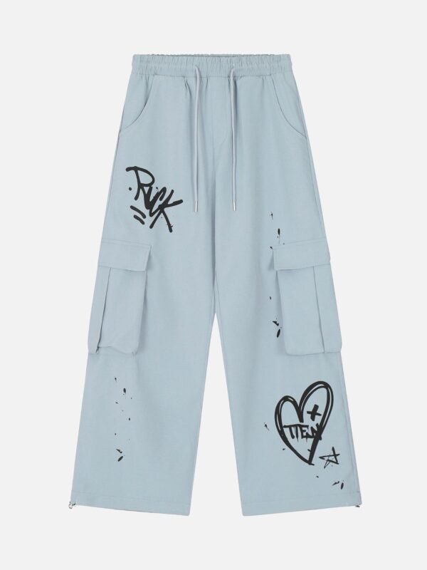 Casual Printed Straight Leg Work Pants