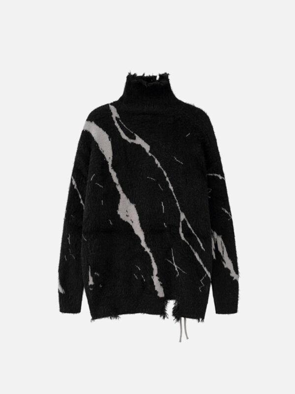 Rip Damage Design Turtleneck Knitwear Sweater - 1525