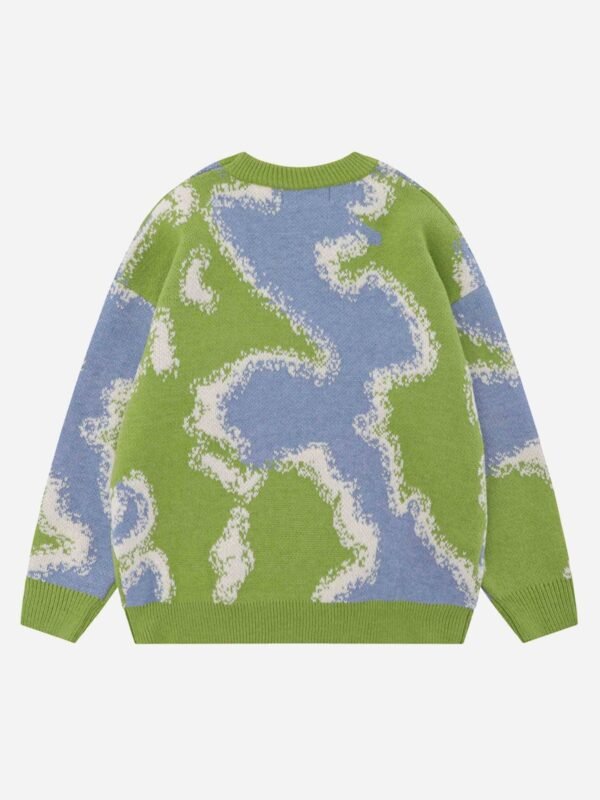 Camouflage Peplum Crew Neck Knit