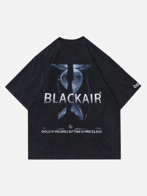 Dark Time Hourglass Print T-shirt