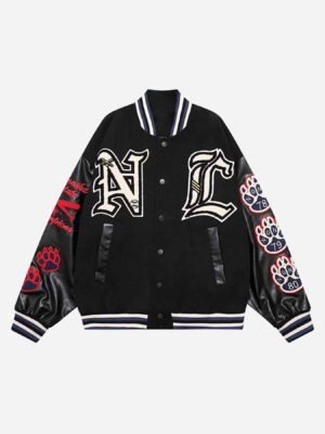Letter-embroidered Contrasting Jacket