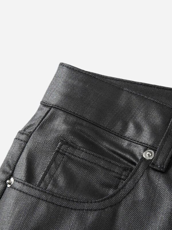 Retro Zipper Pocket Slim Straight Pants