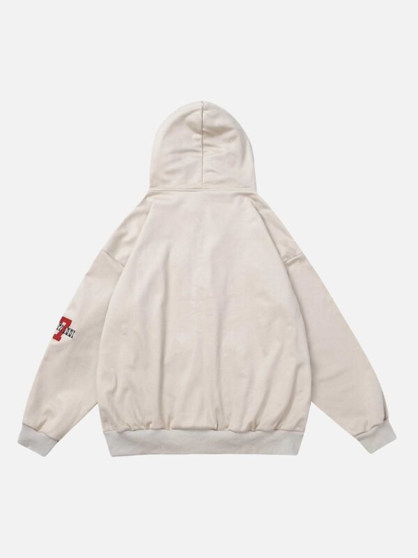 Retro Letter Embroidery Cardigan Hoodie Jacket