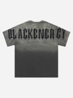 Tie-dye Gradient Letter Embroidery T-shirt - 1542