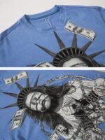 Chained Statue of Liberty and Cash Print T-shirt