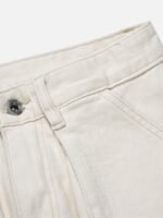 High Street Zipper Patchwork Pocket Denim Pants Straight Leg