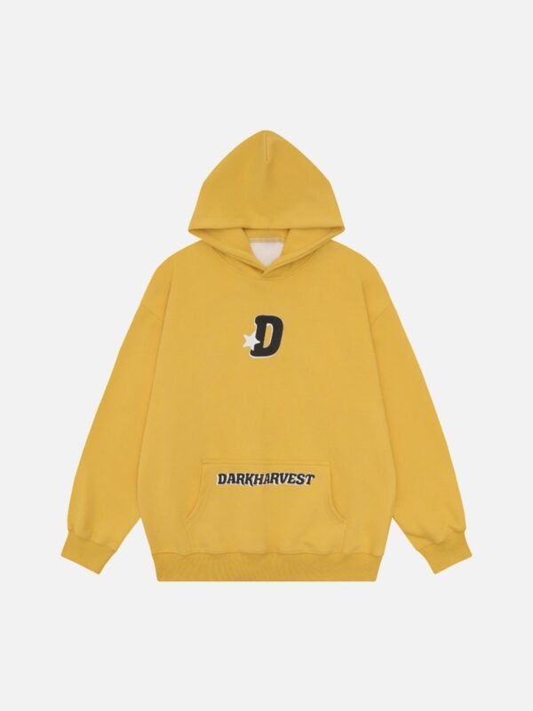 Star Letter Print Hooded Sweatshirt