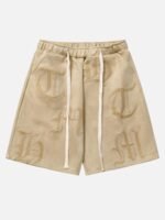Gothic Monogram Embroidered Shorts