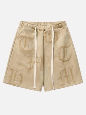 Gothic Monogram Embroidered Shorts