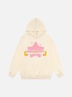 Pentagram Letter Embroidered Hooded Sweatshirt