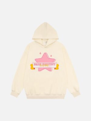 Pentagram Letter Embroidered Hooded Sweatshirt