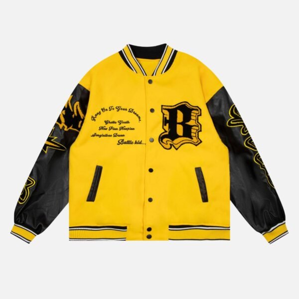 American Creative Flame Elements Letter Embroidery Baseball Jacket -1608