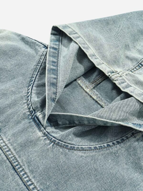 High Street Washed And Worn Denim Hoodie - 1464