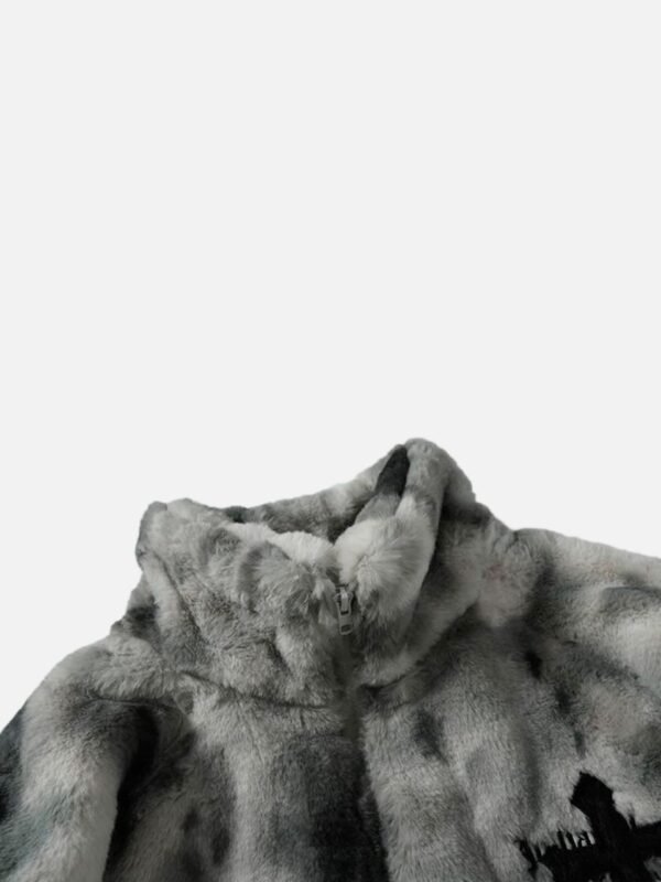 American Vintage Tie-dye Gradient Plush Embroidered Lambswool Jacket - 1558