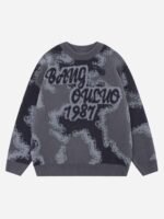 Camouflage Peplum Crew Neck Knit