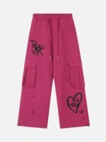 Casual Printed Straight Leg Work Pants