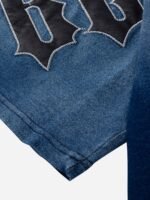 Tie-dye Gradient Letter Embroidery T-shirt - 1542