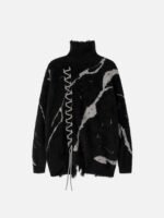 Rip Damage Design Turtleneck Knitwear Sweater - 1525