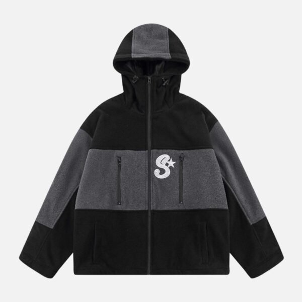 Rocking Fleece Color Blocking Zipper Jacket