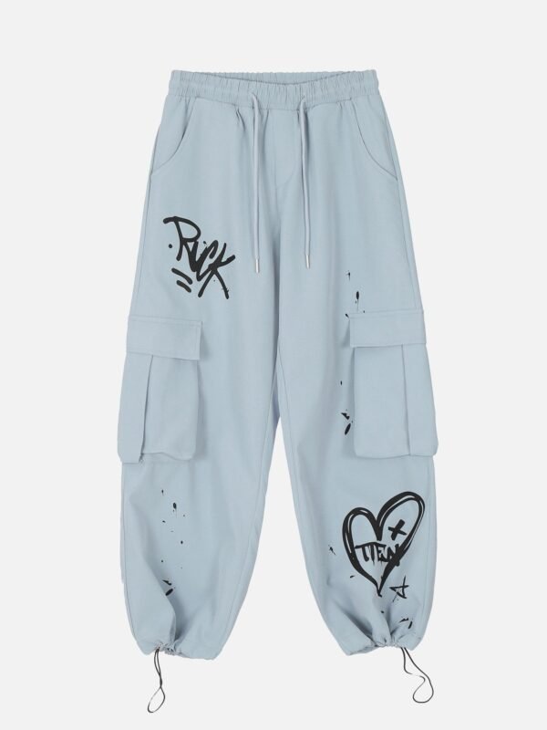 Casual Printed Straight Leg Work Pants