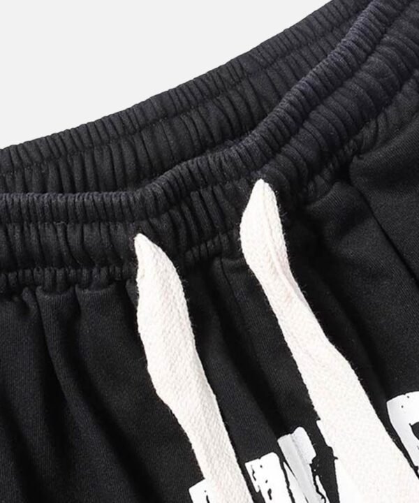 Star Letter Print Drawstring Shorts -1601