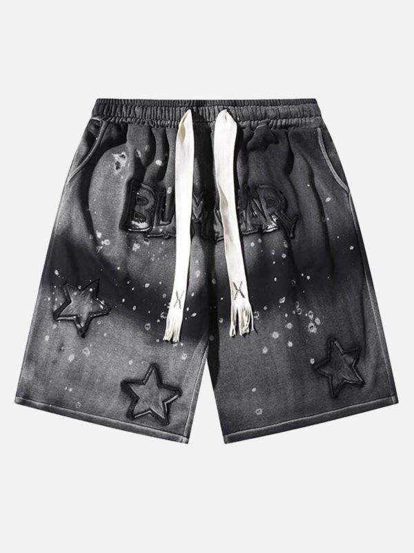 Gradient Letter Embroidery Casual Shorts