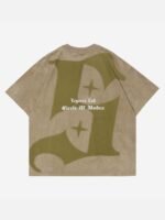 Retro Letter Print Cotton T-shirt