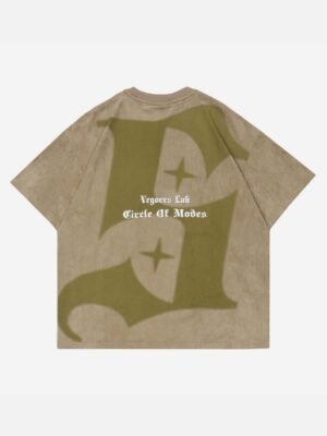 Retro Letter Print Cotton T-shirt