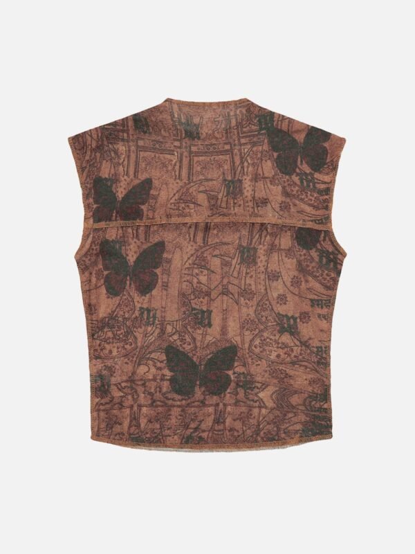 American Vintage Butterfly Embroidery Pattern Sleeveless Vest -1605
