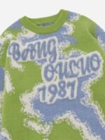 Camouflage Peplum Crew Neck Knit