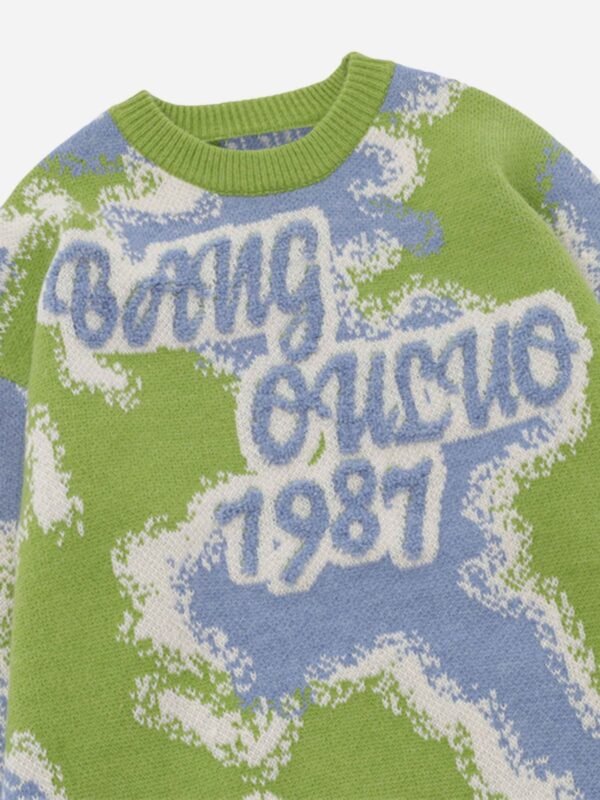 Camouflage Peplum Crew Neck Knit