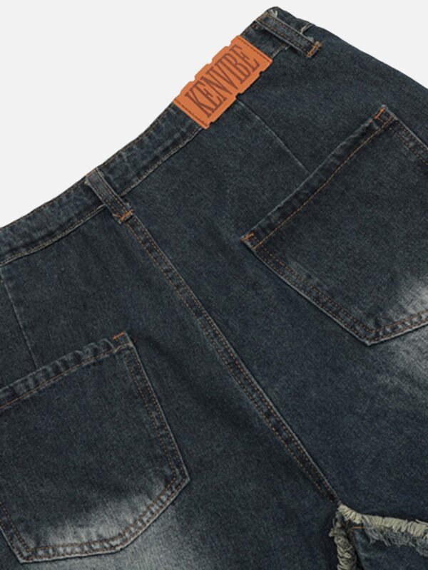 American Pentagram Tassel Patch Denim Shorts