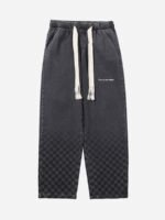 American Washed Elastic Waist Denim Casual Pants