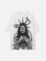 Chained Statue of Liberty and Cash Print T-shirt