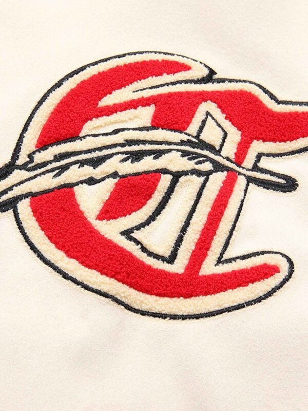 American Patchwork PU Leather Sleeve Embroidered Alphabet Baseball Jacket