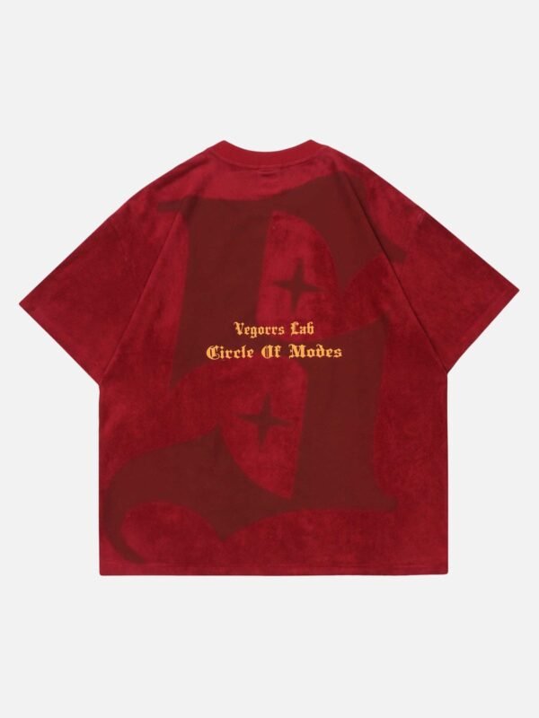 Retro Letter Print Cotton T-shirt