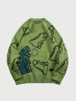 Cartoon Dinosaur Printed Sweater - 1004